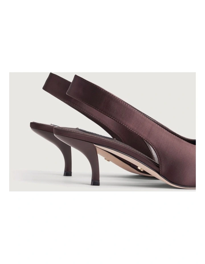 Fleur Satin Heels in Bitter Chocolate image 5