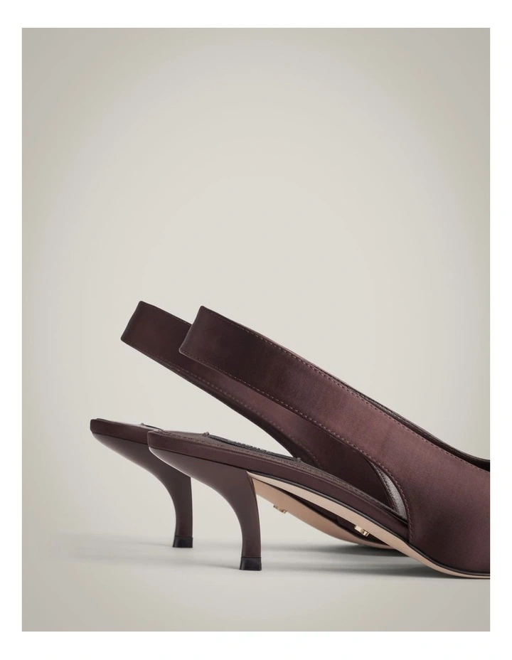 Fleur Satin Heels in Bitter Chocolate image 6