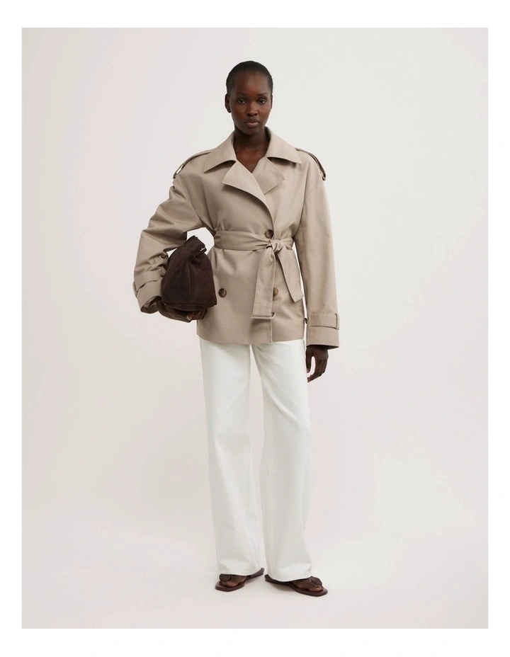 Belted Trench Coat in Neutral image 2