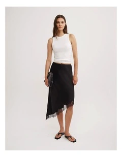 Asymmetric Lace Skirt in Black