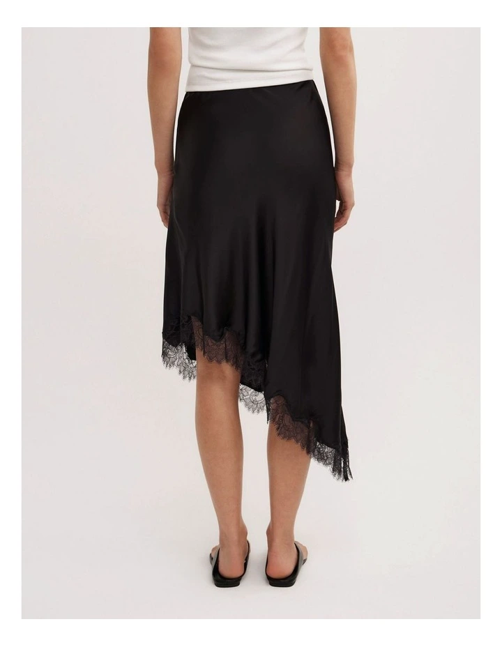 Asymmetric Lace Skirt in Black image 4
