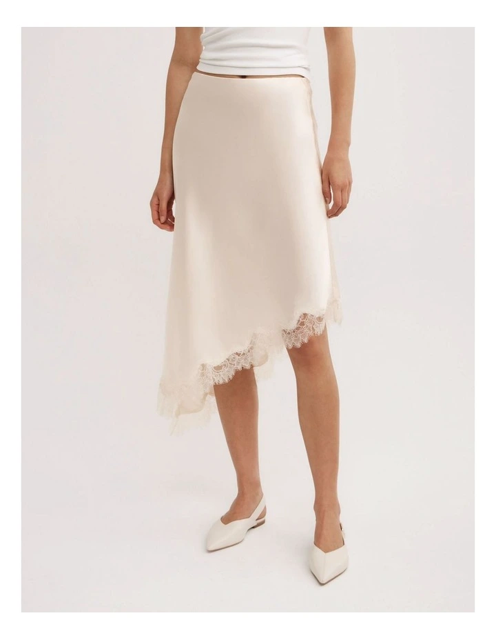 Asymmetric Lace Skirt in Vanilla image 2