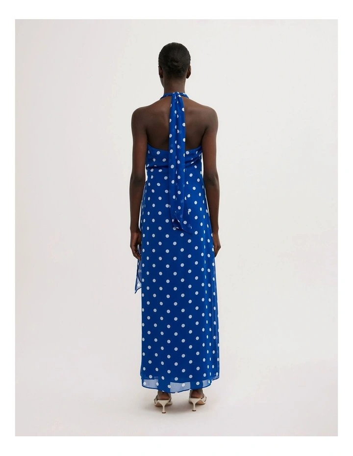 Wrap Halter Dress in Cobalt Spot image 5