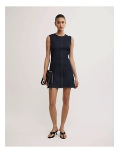 Tuck Detail Denim Dress in Raw Denim