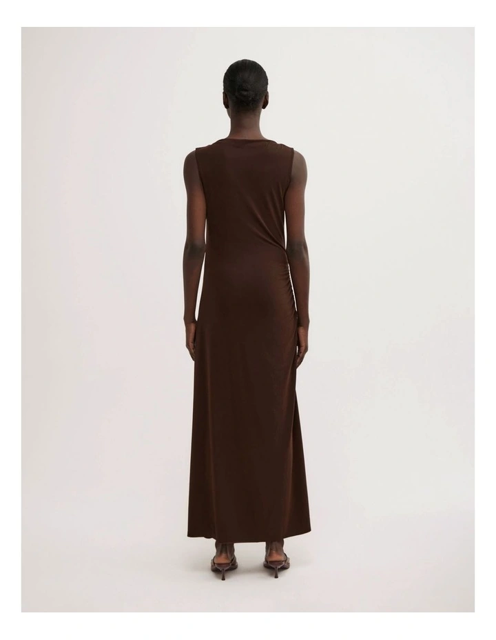 Asymmetric Gather Dress in Espresso image 5