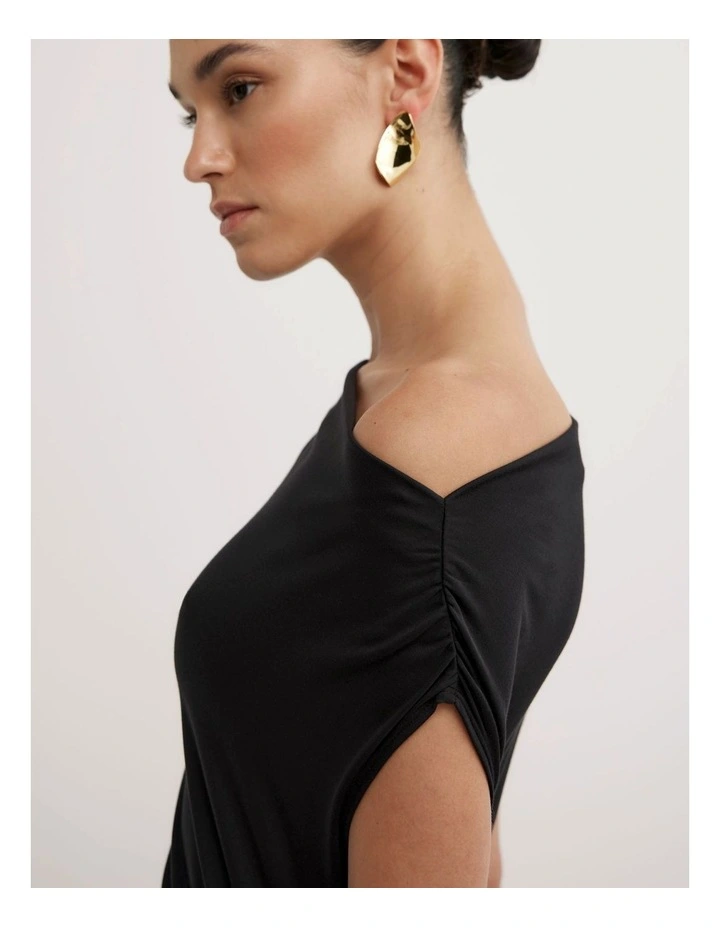 Off Shoulder Dress in Black image 4