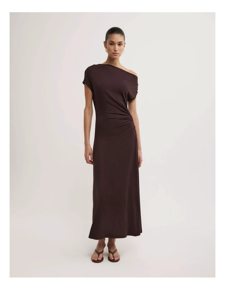 Off Shoulder Dress in Espresso image 1