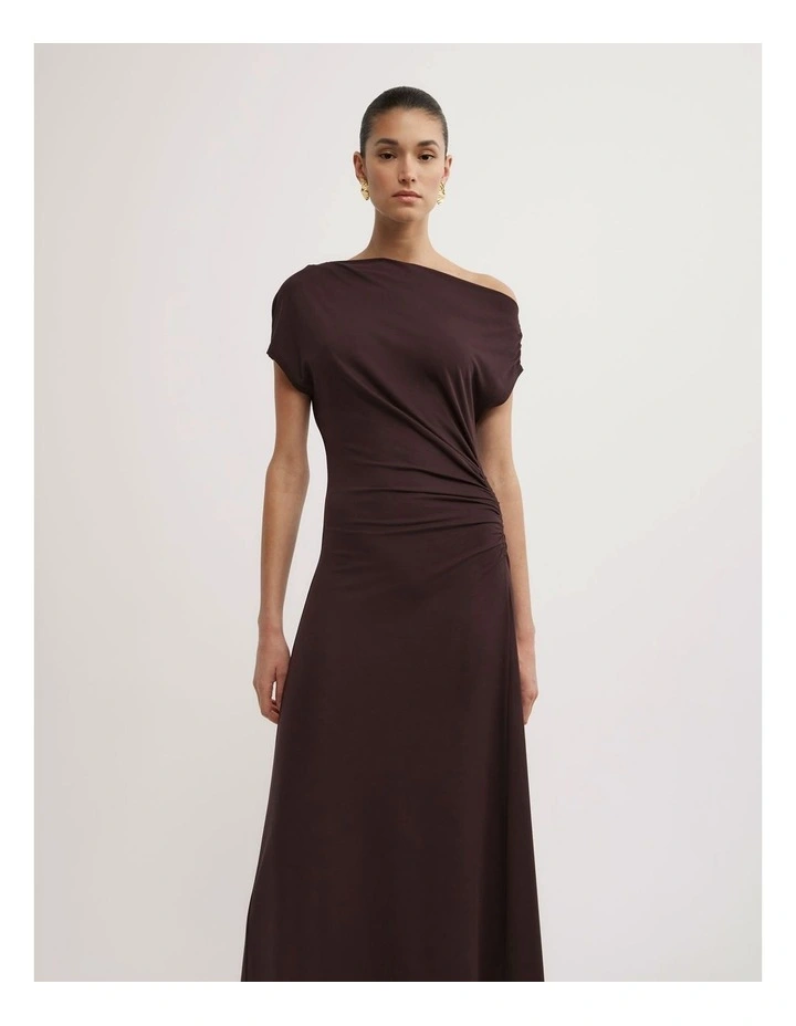 Off Shoulder Dress in Espresso image 2