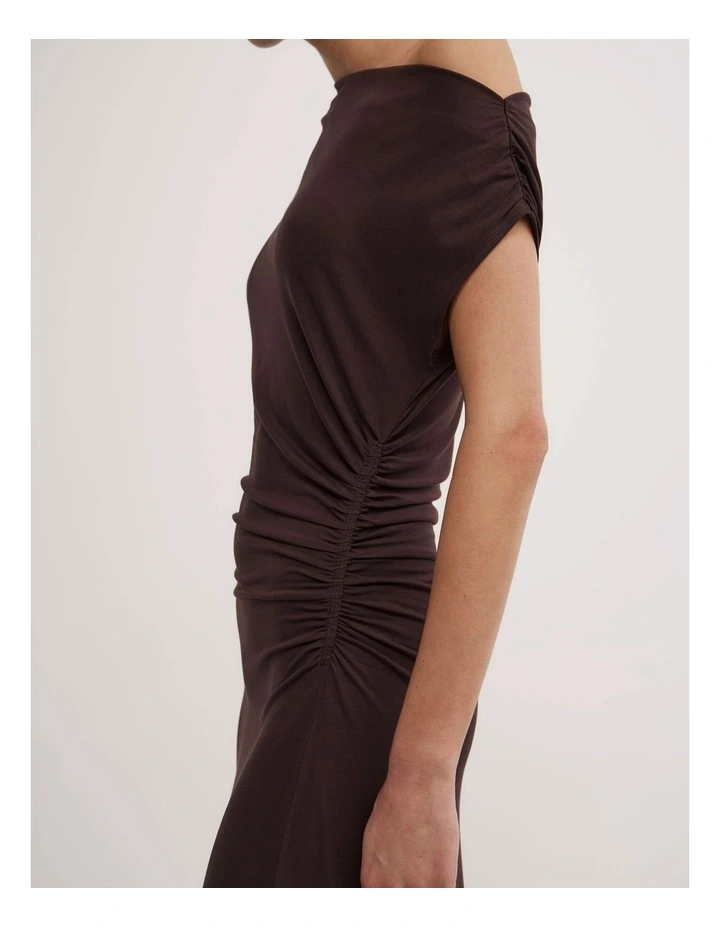 Off Shoulder Dress in Espresso image 3