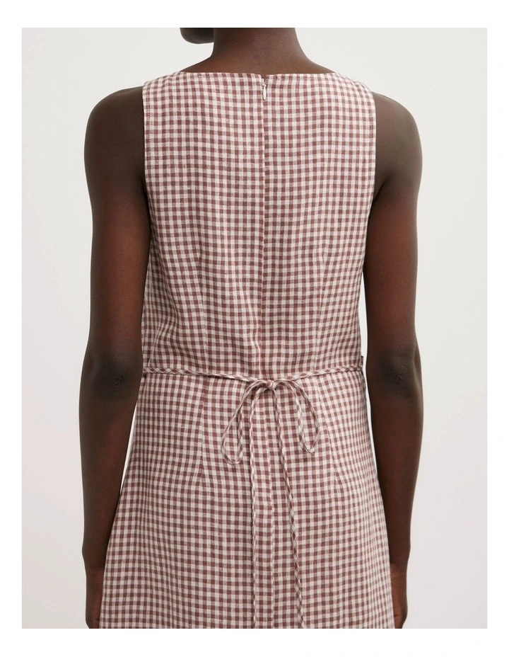 Boat Neck Mini Dress in Maple Gingham image 4