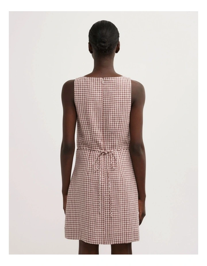 Boat Neck Mini Dress in Maple Gingham image 5
