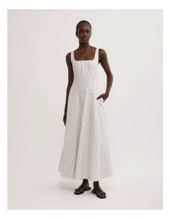 Seam Detail Midi Dress in Vanilla Stripe