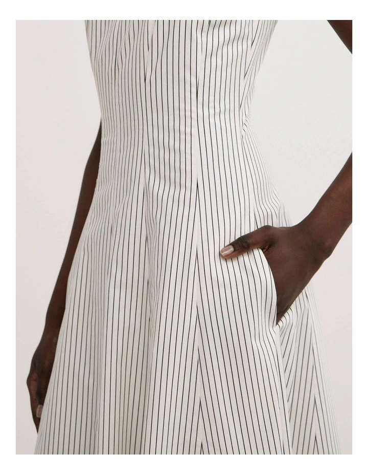 Seam Detail Midi Dress in Vanilla Stripe image 3
