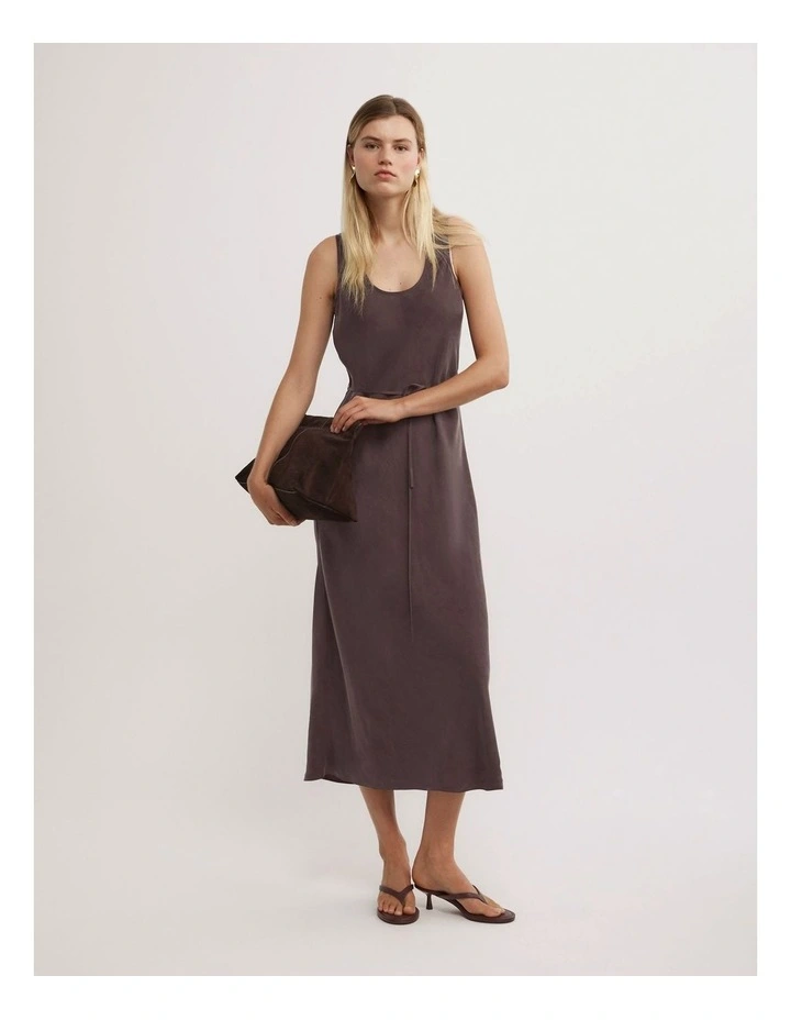 Scoop Cupro Dress in Espresso image 1