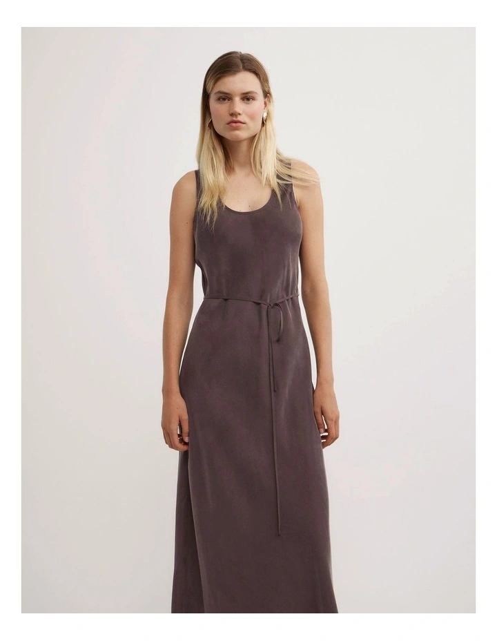 Scoop Cupro Dress in Espresso image 2