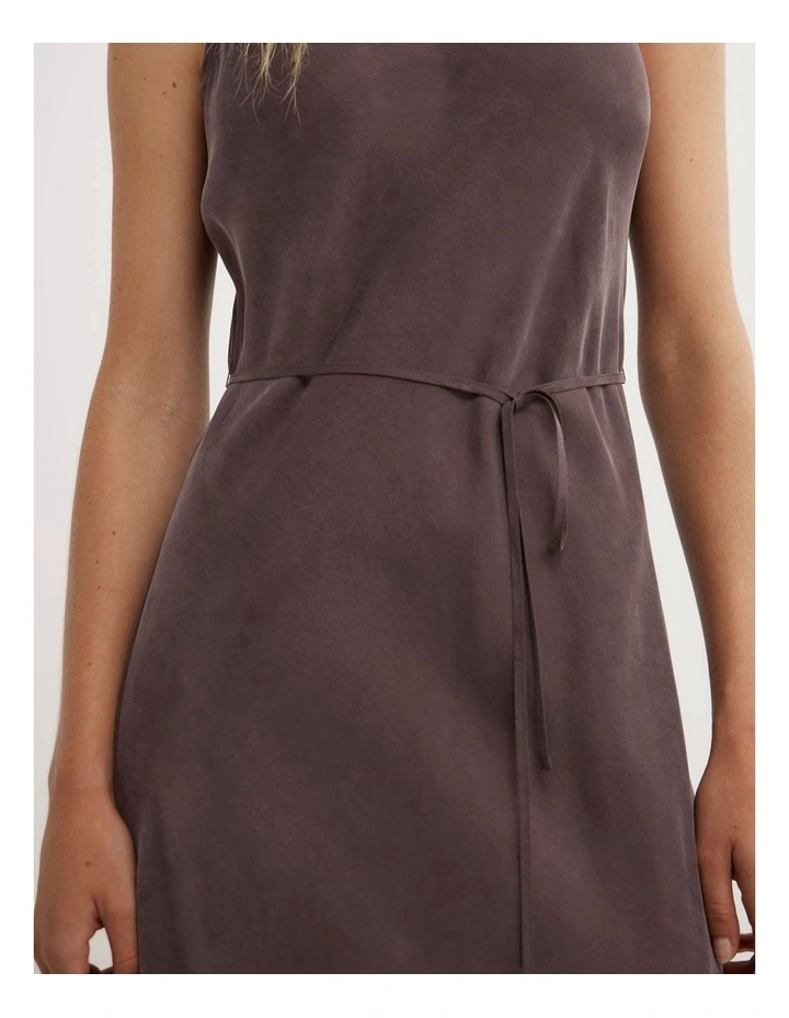 Scoop Cupro Dress in Espresso image 3