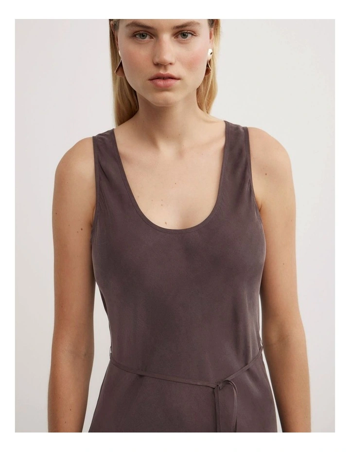 Scoop Cupro Dress in Espresso image 4