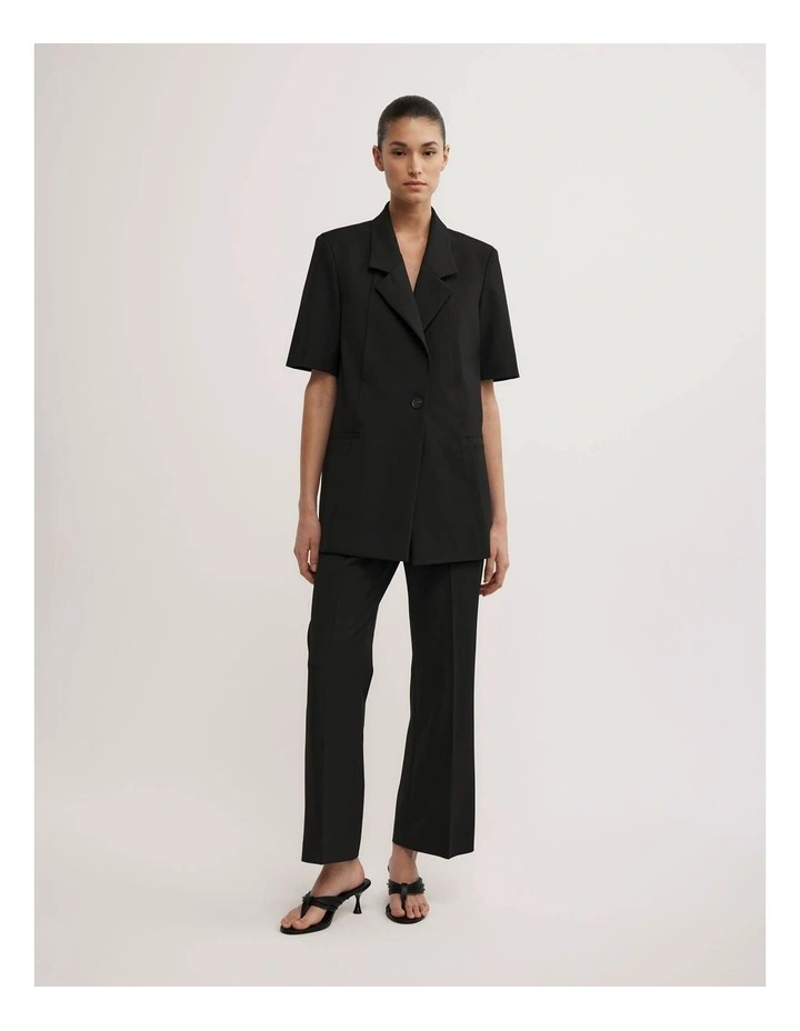 Short Sleeve Blazer in Black image 3