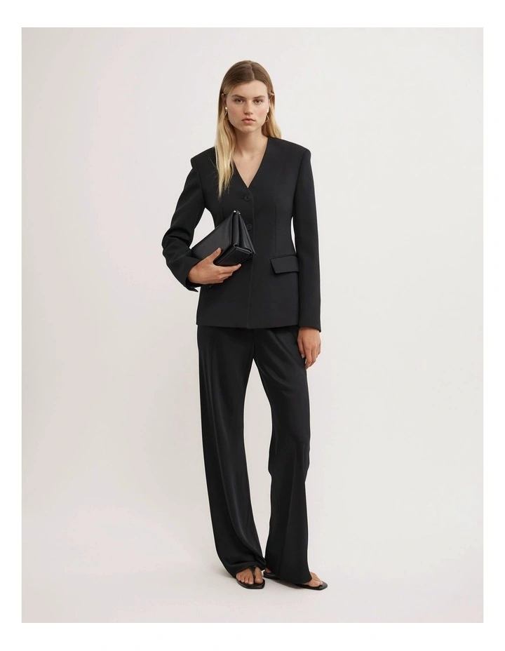 Collarless Blazer in Black image 2