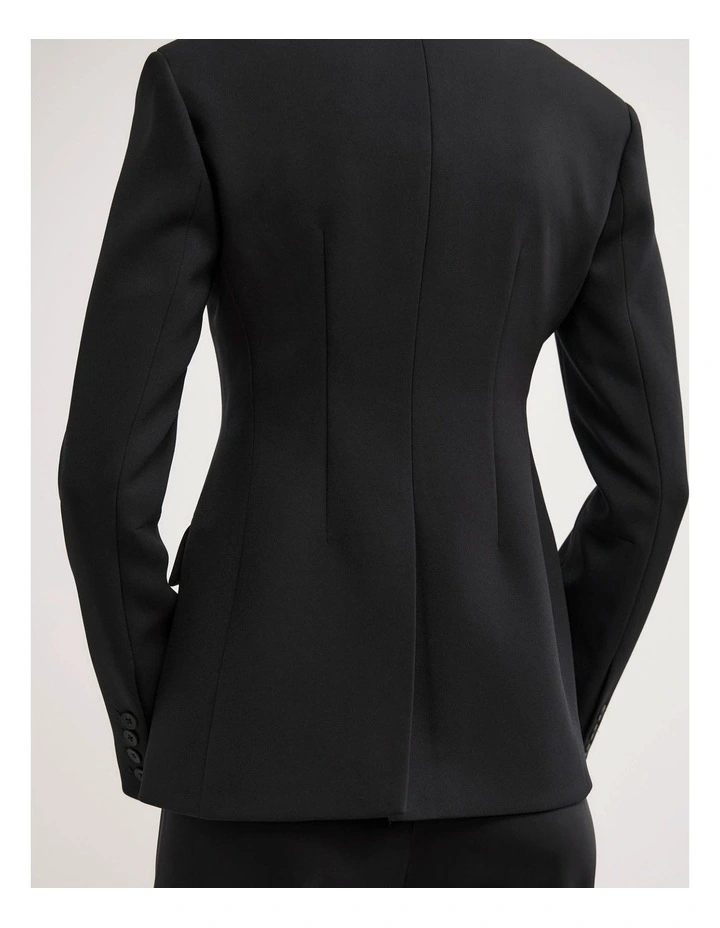 Collarless Blazer in Black image 4