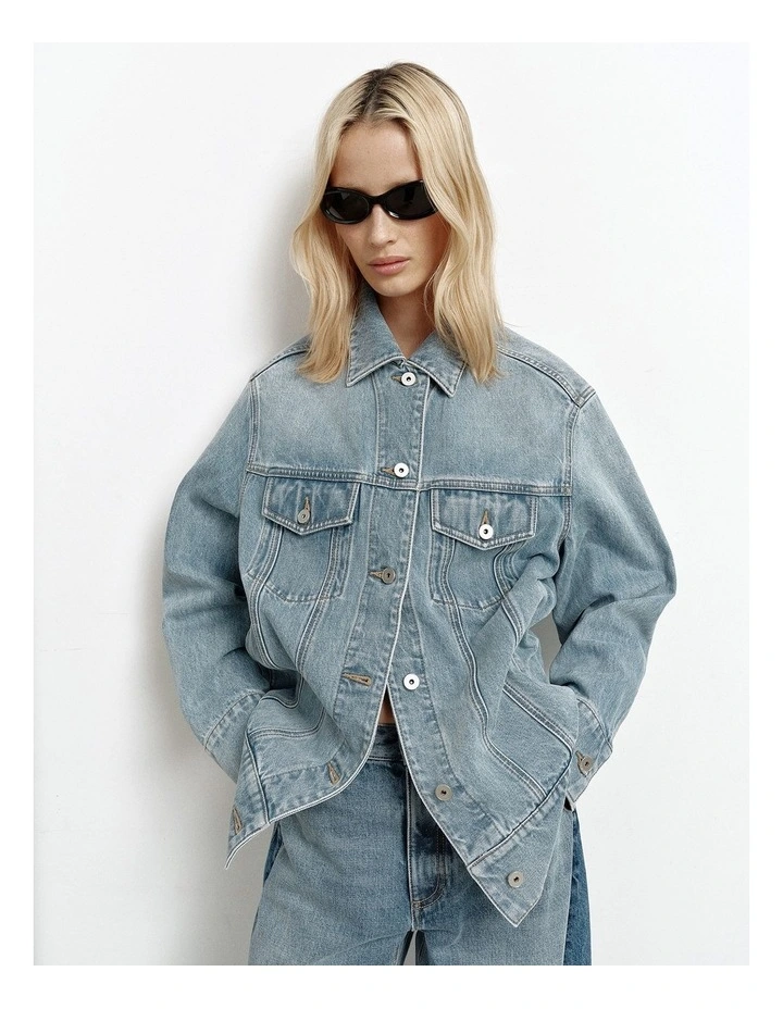 Oversized Denim Jacket in Coastal Blue image 1