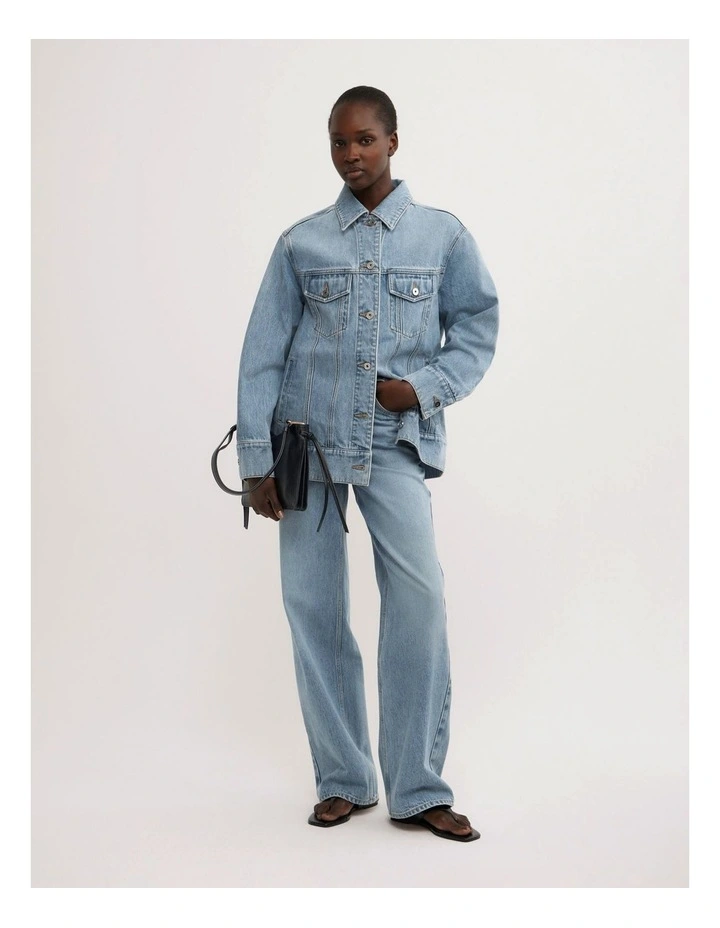 Oversized Denim Jacket in Coastal Blue image 3