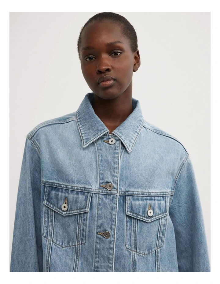 Oversized Denim Jacket in Coastal Blue image 4