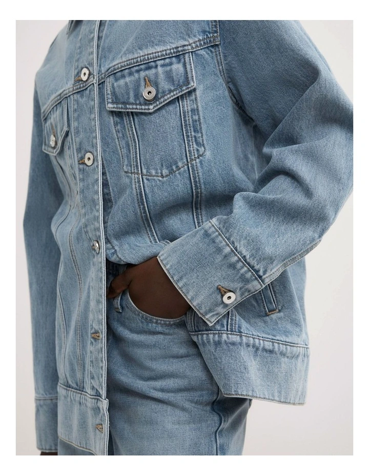 Oversized Denim Jacket in Coastal Blue image 5
