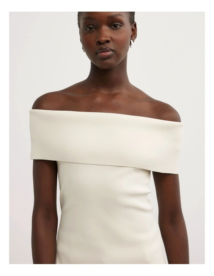 Off The Shoulder Knit in Vanilla image 3