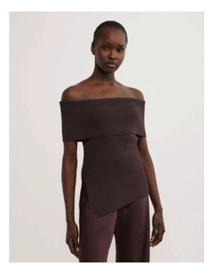 Off The Shoulder Knit in Espresso