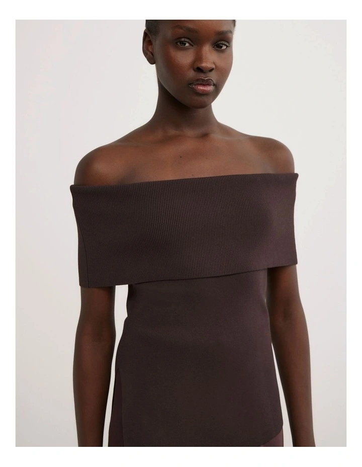 Off The Shoulder Knit in Espresso image 3
