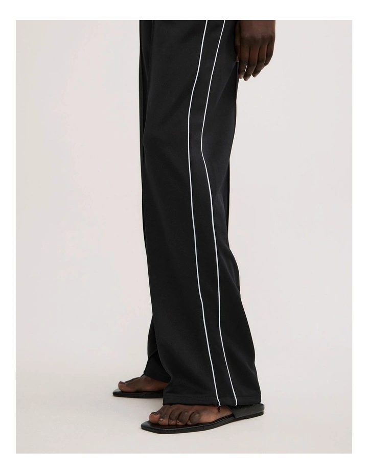 Piping Detail Trackpants in Black image 4