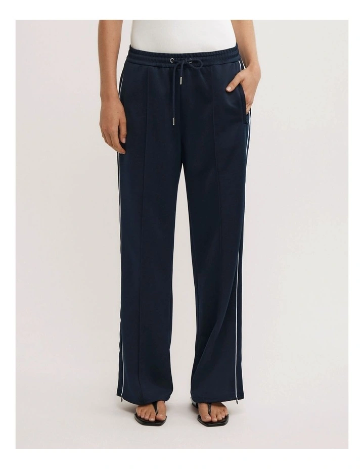 Piping Detail Trackpants in Navy image 2