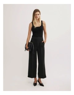 Pick Stitch Crop Pants in Black