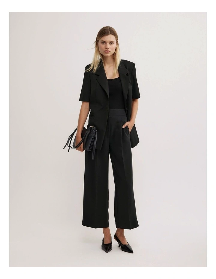 Pick Stitch Crop Pants in Black image 4