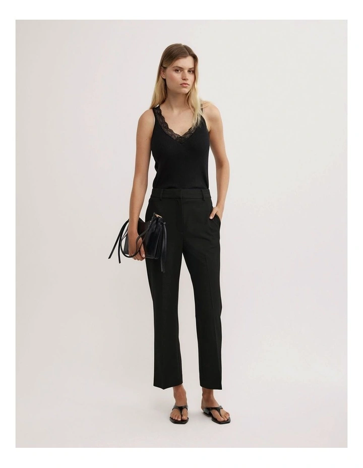 Crop Slim Leg Pant in Black image 1