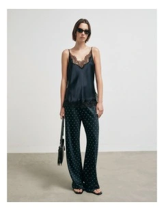 Bias Cut Pants in Navy Spot