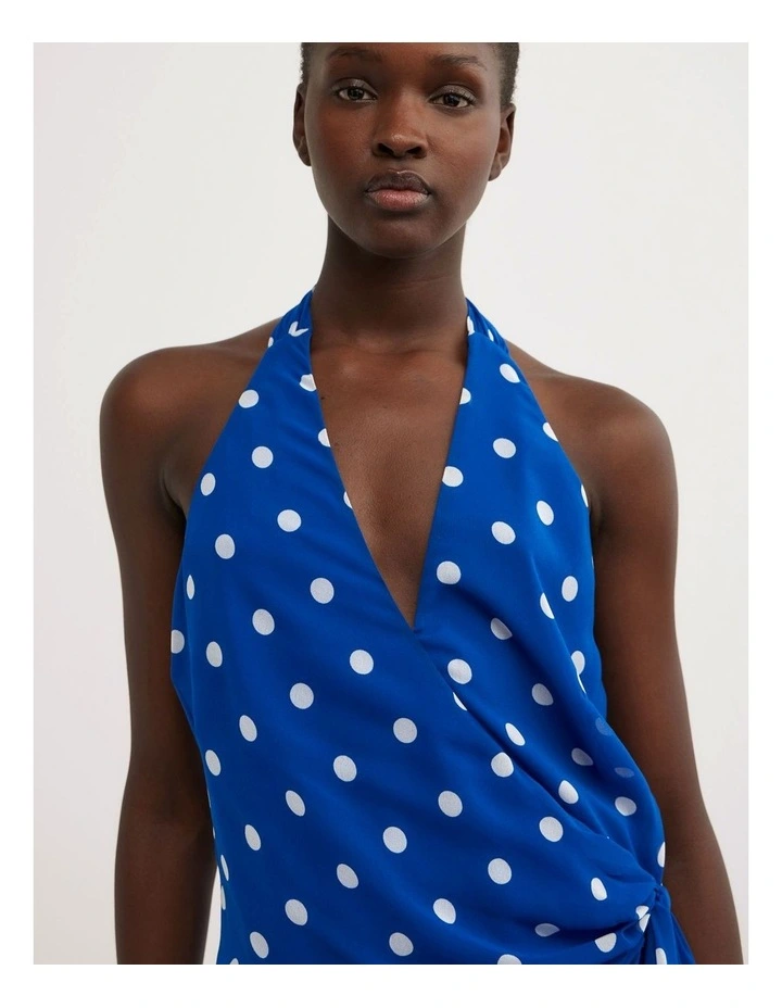 Wrap Halter Top in Cobalt Spot image 3