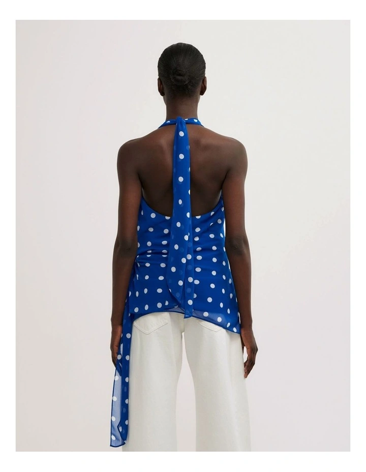 Wrap Halter Top in Cobalt Spot image 6