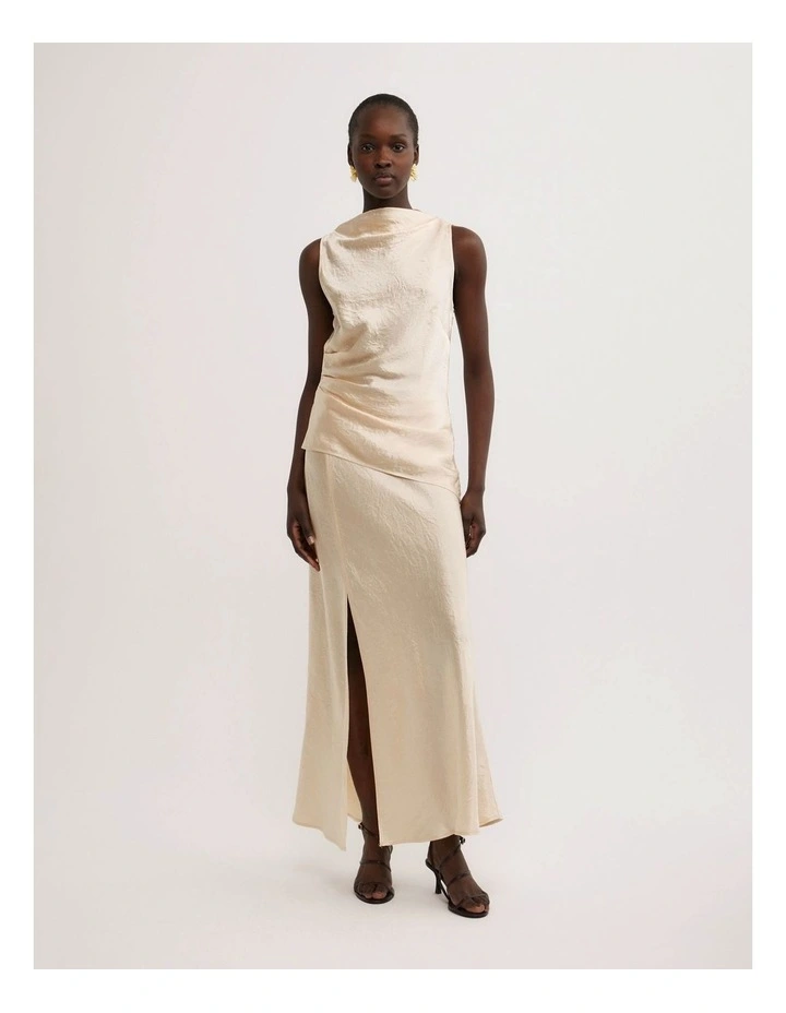 Crinkle High Neck Top in Butter image 2