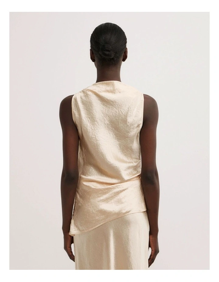 Crinkle High Neck Top in Butter image 4