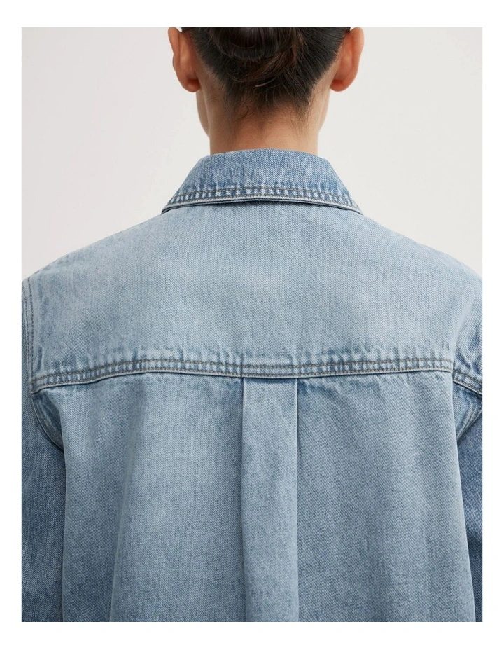 Short Sleeve Denim Snap Shirt in Coastal Blue image 5