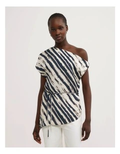 Tipped Shoulder Top in Ripple Stripe