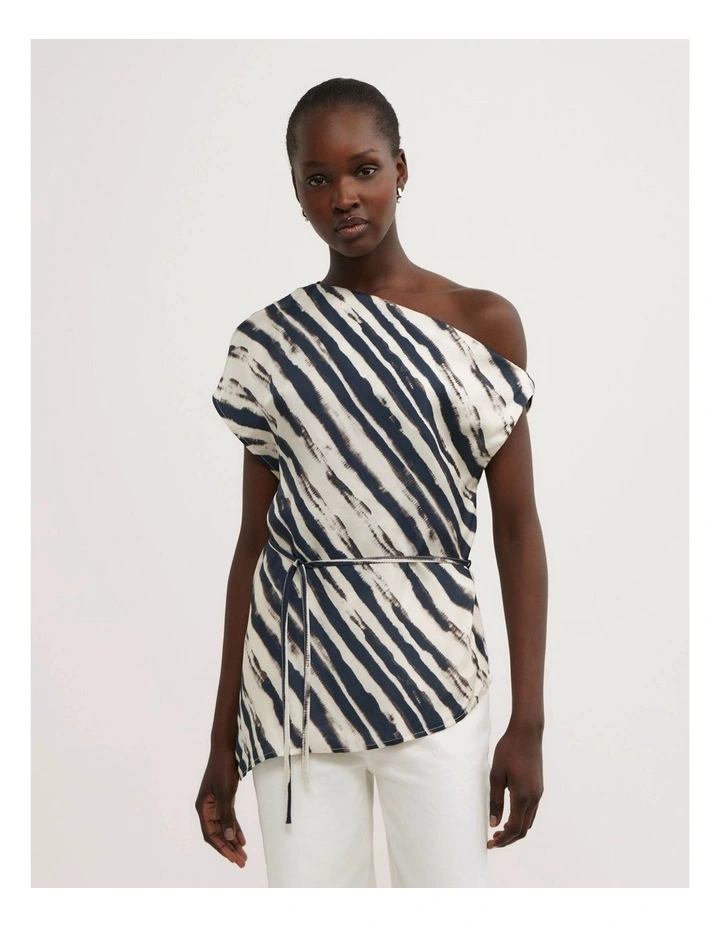 Tipped Shoulder Top in Ripple Stripe image 1