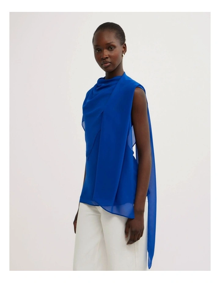Scarf Top in Cobalt image 3