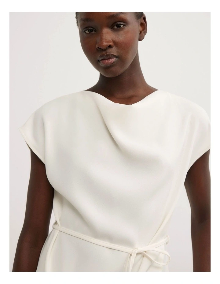 Cowl Tie Belt Top in Chalk image 3