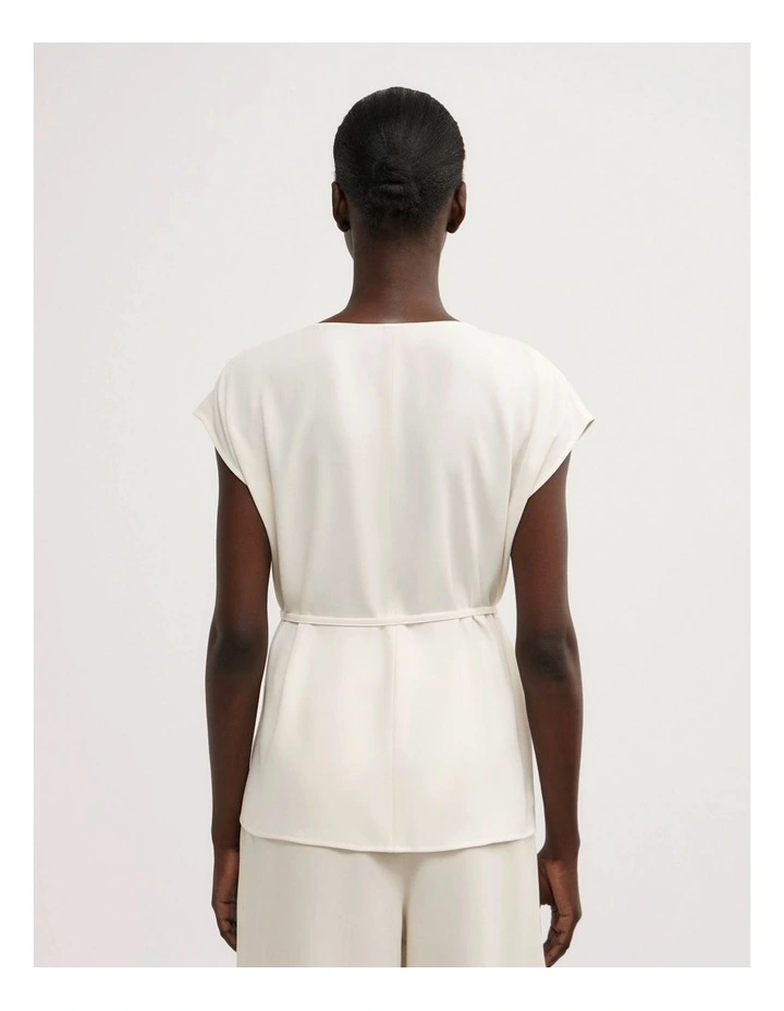 Cowl Tie Belt Top in Chalk image 5