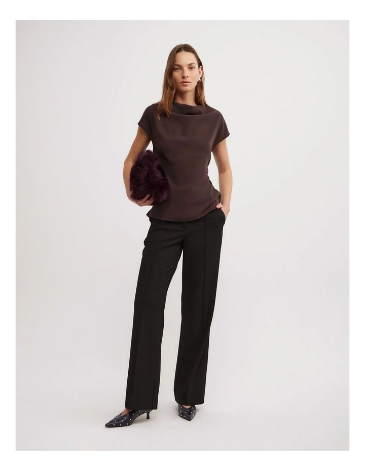 Cowl Tie Belt Top in Espresso image 5
