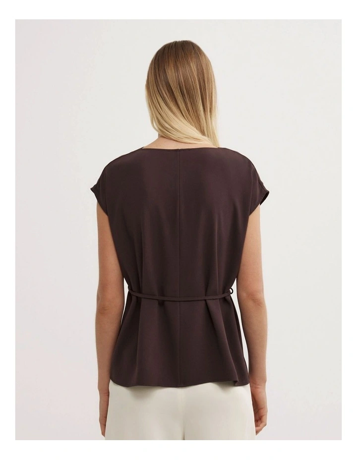 Cowl Tie Belt Top in Espresso image 5