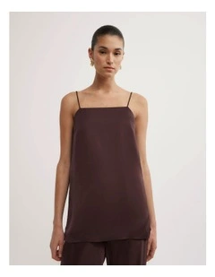 Satin Tunic Top in Espresso